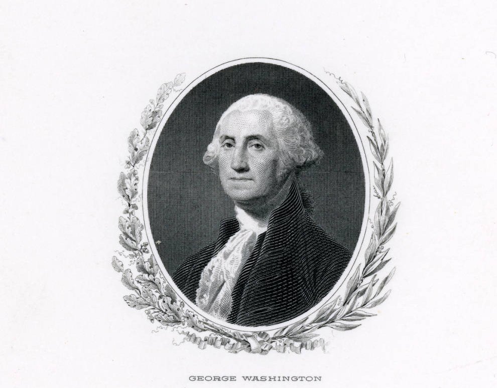 Presidential portrait of George Washington, via Ohio Memory.