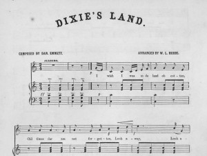 Music and lyrics for "(I Wish I Was in) Dixie's Land" by Daniel Emmett, courtesy of the Knox County Historical Society via Ohio Memory.