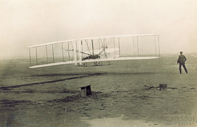 First powered flight photograph from the collections of Wright State University, via Ohio Memory.