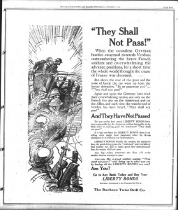 Liberty Bond advertisement from the Alliance Review and Leader, October 9, 1918.
