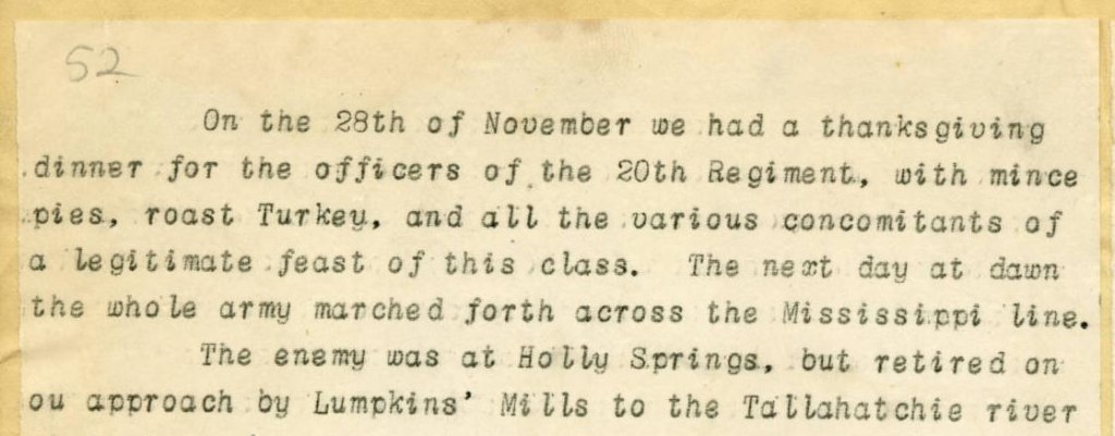 "Four Year's Relics," an account of the Civil War by Henry Otis Dwight, includes the celebration of a Thanksgiving meal in the midst of the war.