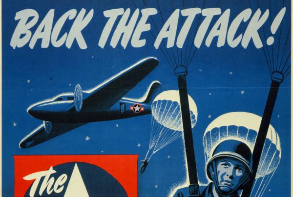Close-up of a 1944 War Finance Division poster promoting financial support of the war effort, via Ohio Memory.