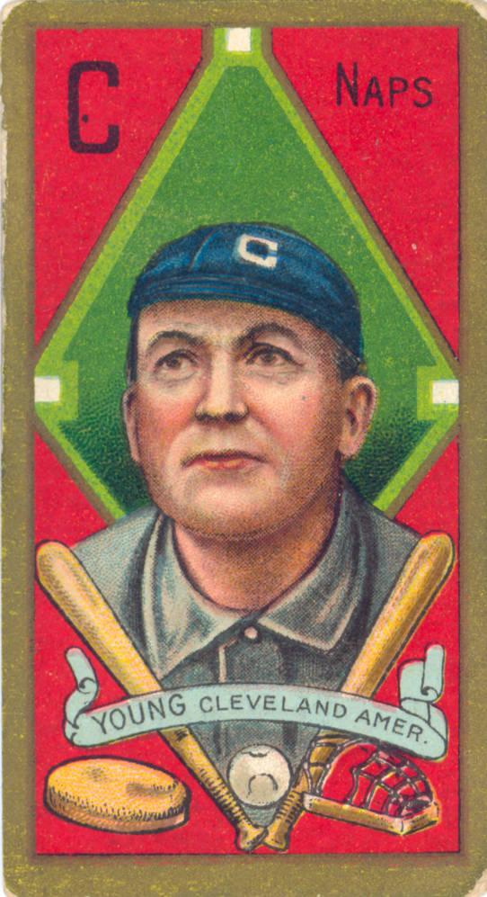 Baseball card of Denton T. "Cy" Young when he played for the Cleveland Naps, ca. 1911. Courtesy of the University of Dayton via Ohio Memory.