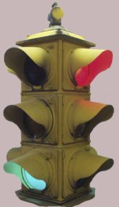 4-way traffic light from the 1950s, courtesy of the Euclid Historical Museum via Ohio Memory.